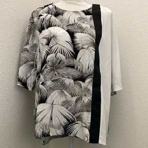 TOPSHOP Oversized Mix Palm Print Blouse Size 10 Black